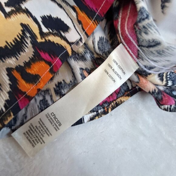 Chico's Womens No-Iron 100% Cotton Paisley Button-Up Shirt Top Size 1 Multicolor - Picture 4 of 8